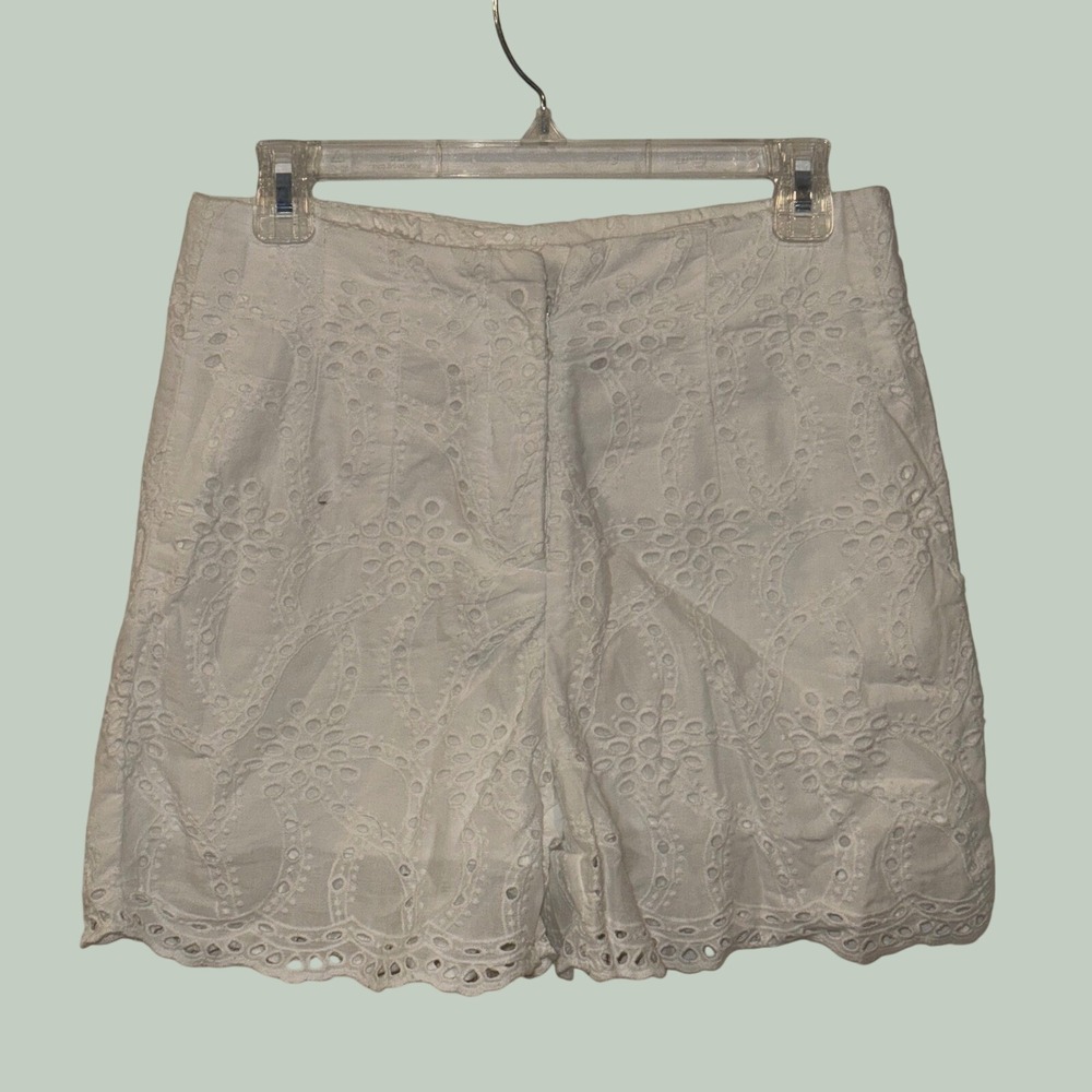 Industry Republic Clothing Women White Eyelet Cotton Shorts Scalloped Hem Size 6